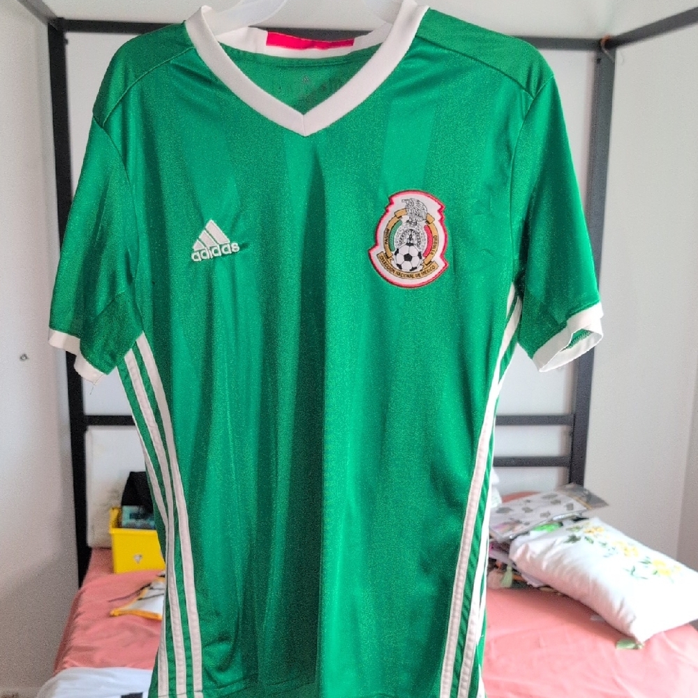 Adidas Kids Green Soccer Jersey with White Trim
